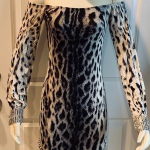 Sky Brand Bling Sleeve Leopard Animal Print Dress